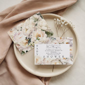 Ivory Peony Floral Neutral Baby Shower Kaart
