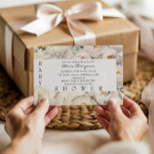 Ivory Peony Floral Neutral Baby Shower Kaart
