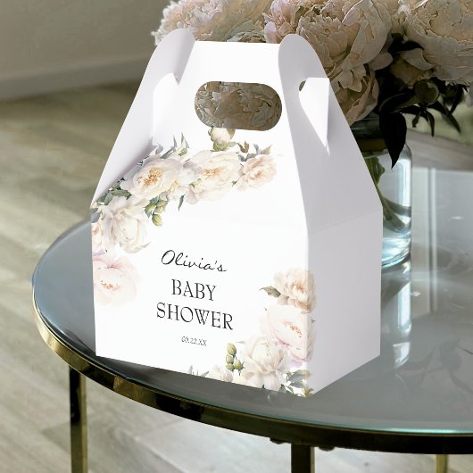 Ivory Peony Floral Neutral Favor Bedankdoosjes
