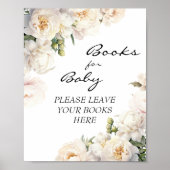 Ivory Peony Neutral Books for Baby Sign Poster (Voorkant)