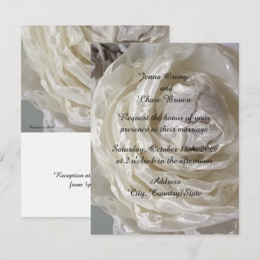 Ivory Peony Wedding Invitation Kaart (Voorkant / Achterkant)