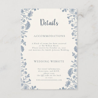 Ivory Periwinkle Wildflower Wedding Details Card Informatiekaartje