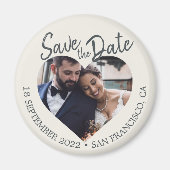 Ivory Photo Modern Script Save the Date Magneet (Voorkant)