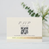 Ivory Photo QR Code Wedding RSVP Kaartje (Staand voorkant)