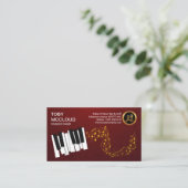 Ivory Piano Keys Gold-Muzieknoten Visitekaartje (Staand voorkant)