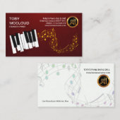 Ivory Piano Keys Gold-Muzieknoten Visitekaartje (Voorkant / Achterkant)