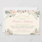 Ivory Pink and Gold Floral Boho Bridal Luncheon Kaart (Voorkant)