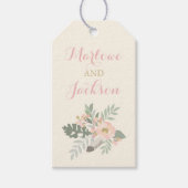 Ivory Pink and Gold Floral Boho Wedding Monogram Cadeaulabel (Voorkant)