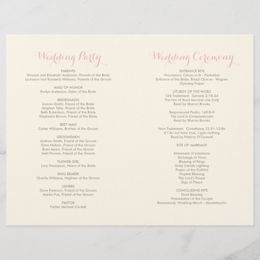 Ivory Pink and Gold Floral Boho Wedding Programs (Achterkant)