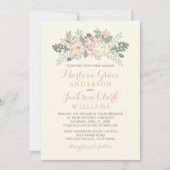 Ivory Pink en Gold Floral Boho Wedding Kaart (Voorkant)