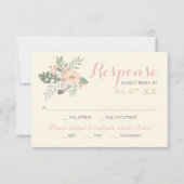 Ivory Pink en Gold Floral Boho Wedding RSVP Kaartje (Voorkant)