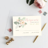 Ivory Pink en Gold Floral Boho Wedding RSVP Kaartje