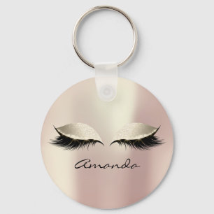 Ivory Pink Eyes Girly Makeup Lashes Name Blush Sleutelhanger