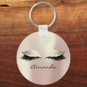 Ivory Pink Eyes Girly Makeup Lashes Name Blush Sleutelhanger (Voorkant)