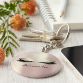 Ivory Pink Eyes Girly Makeup Lashes Name Blush Sleutelhanger (Zijkant)