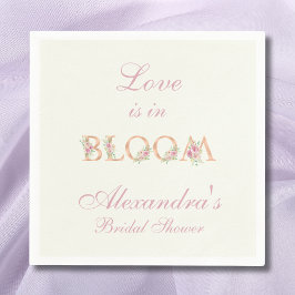 Ivory Pink Floral Love is in Bloom Bridal  Shower Servet