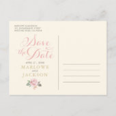 Ivory Pink Gold Floral Boho Foto opslaan Datum Aankondigingskaart (Achterkant)