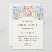 Ivory Pink Peony Blue Hydrangea Bridal Shower Kaart (Voorkant)