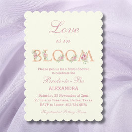 Ivory Pink Roses Love is in Bloom Bridal Shower Kaart