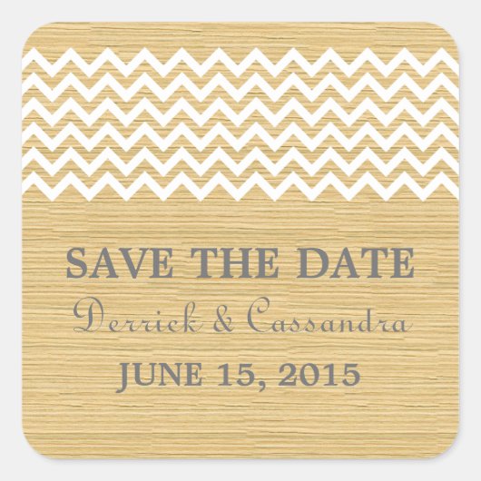 Ivory Pink Rustic Chevron Save the Date Stickers (Voorkant)