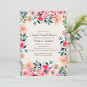 Ivory Pink Spring Floral Couple's Vrijgezellenfees Kaart (Staand voorkant)