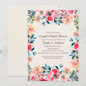 Ivory Pink Spring Floral Couple's Vrijgezellenfees Kaart (Voorkant / Achterkant)