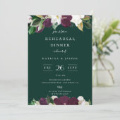 Ivory Plum Floral Smaragd Groen repetitie diner Kaart (Staand voorkant)