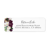 Ivory Plum Paars Floral Return Address Etiket (Voorkant)