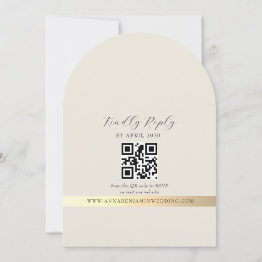 Ivory QR Code and Monogram Photo Wedding Kaart (Achterkant)