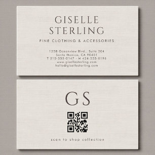 Ivory QR-code linnen luxe boetiek mode Visitekaartje