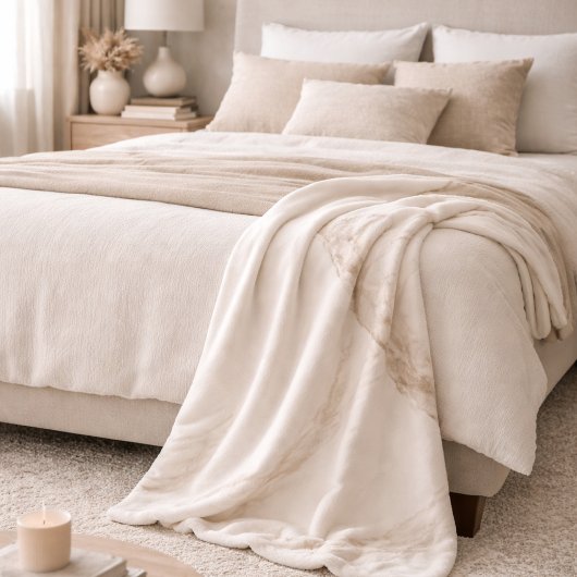 Ivory Quarry Veins Fleece Blanket