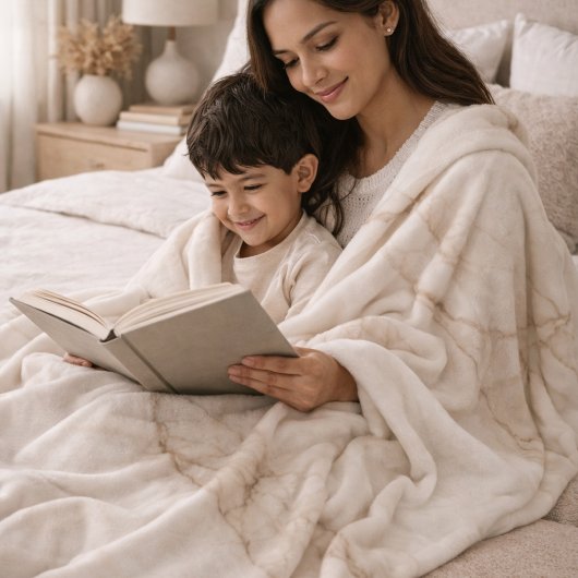 Ivory Quarry Veins Fleece Blanket Deken