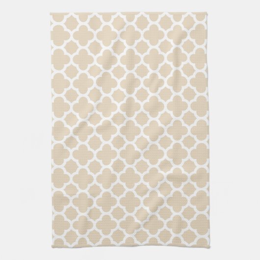 Ivory Quatrefoil Trellis Pattern Kitchen Towels Theedoek (Verticaal)