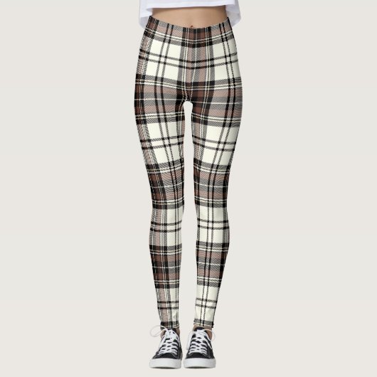 Ivory, Quincy, Black Colors Tartan; Pset Pattern Leggings (Voorkant)