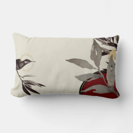Ivory Red & Black & Grey Waterverf Leaves Kussen