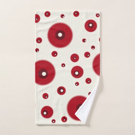 Ivory Red Dots Funky Whimsical Circle Pattern  Bad Handdoek (Handdoek)