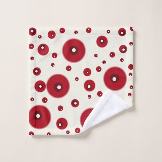 Ivory Red Dots Funky Whimsical Circle Pattern  Bad Handdoek (Wasdoekje)