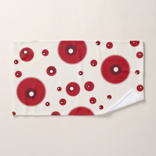 Ivory Red Dots Funky Whimsical Circle Pattern  Bad Handdoek (Handdoek)