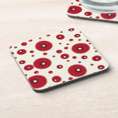 Ivory Red Dots Funky Whimsical Circle Pattern  Bier Onderzetter (Linkerzijde)