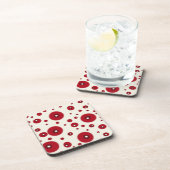 Ivory Red Dots Funky Whimsical Circle Pattern  Bier Onderzetter (Rechterzijde)