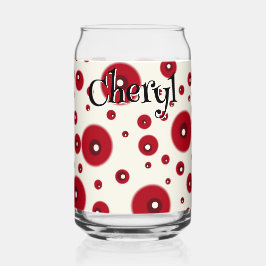 Ivory Red Dots Funky Whimsical Circle Pattern  Blikvorm Glas