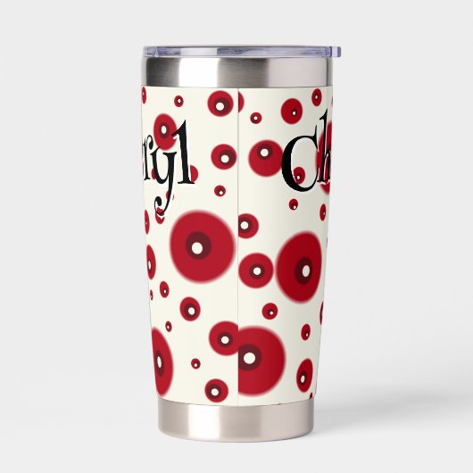 Ivory Red Dots Funky Whimsical Circle Pattern  Geïsoleerde Drinkbeker (Links)