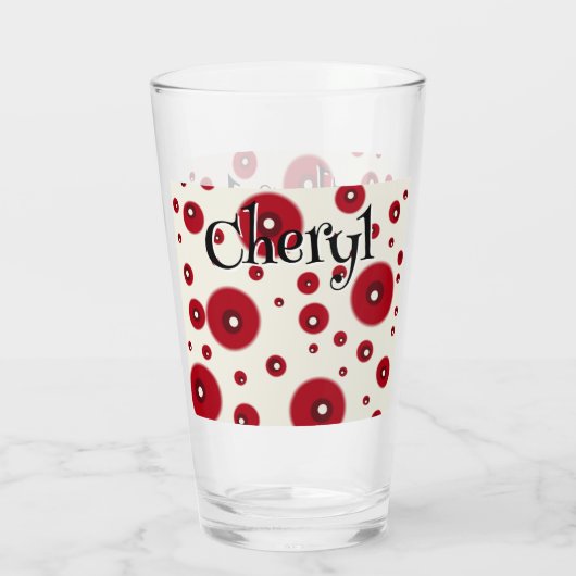 Ivory Red Dots Funky Whimsical Circle Pattern  Glas (Achterkant)