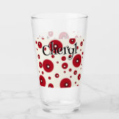 Ivory Red Dots Funky Whimsical Circle Pattern  Glas (Voorkant)