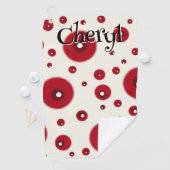 Ivory Red Dots Funky Whimsical Circle Pattern  Golfhanddoek (Insitu)