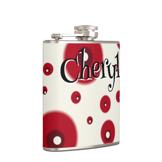 Ivory Red Dots Funky Whimsical Circle Pattern  Heupfles (Rechts)