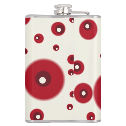 Ivory Red Dots Funky Whimsical Circle Pattern  Heupfles (Achterkant)