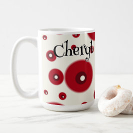 Ivory Red Dots Funky Whimsical Circle Pattern  Koffiemok