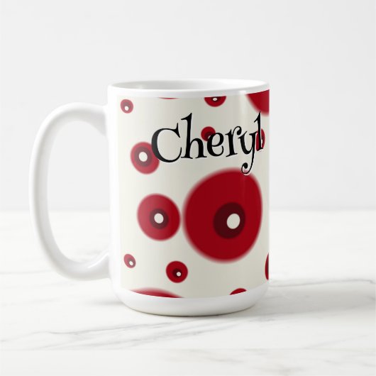 Ivory Red Dots Funky Whimsical Circle Pattern  Koffiemok (Links)