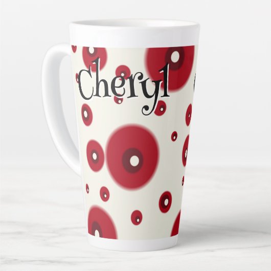 Ivory Red Dots Funky Whimsical Circle Pattern  Latte Mok (Linkerhoek)
